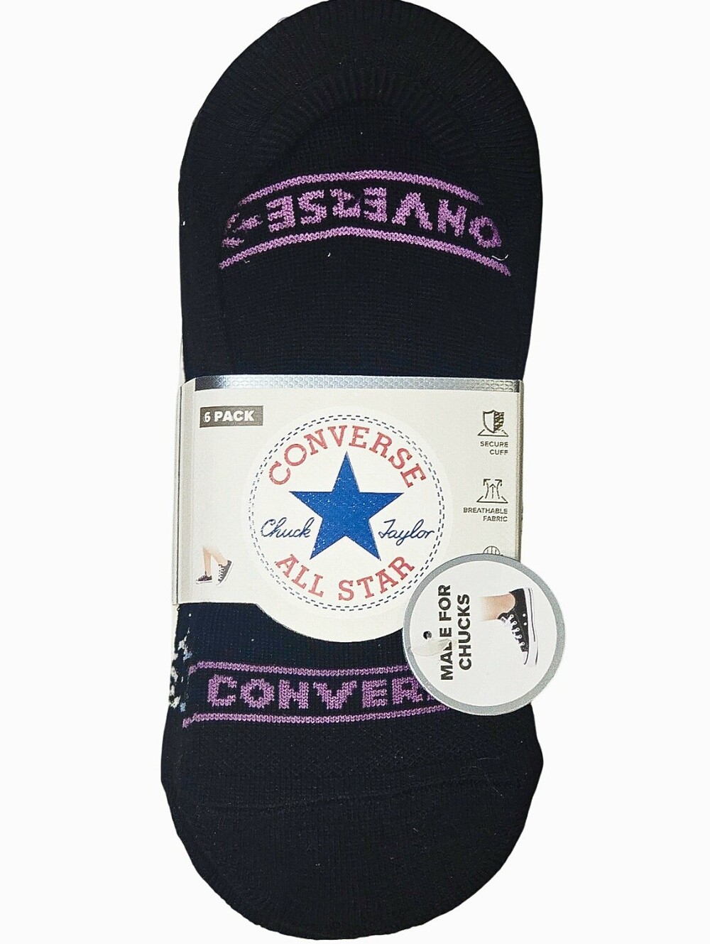Converse 6-PK Chevron Star Logo Half Cushion Liners- Black/Multi
